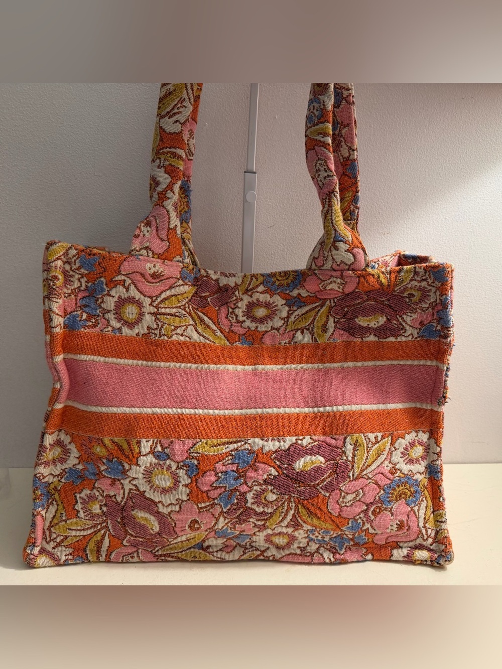 Nalini striped/floral made in India tote.